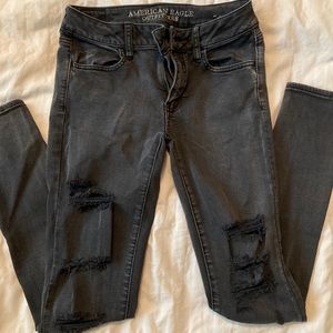 Distressed black denim skinny jeans American Eagle